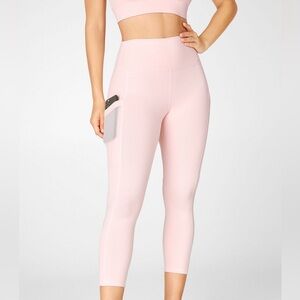 Fabletics On-The-Go PowerHold High-Waisted Capri pearl pink large